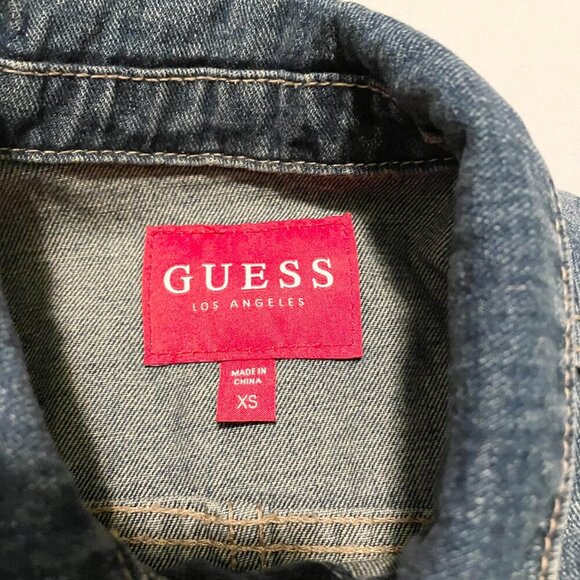 Guess Jean Jacket Distressed Womens Size XS - Picture 3 of 16